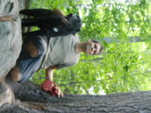 Brad and Trixie on a rock